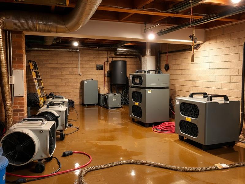 Industrial drying equipment in basement